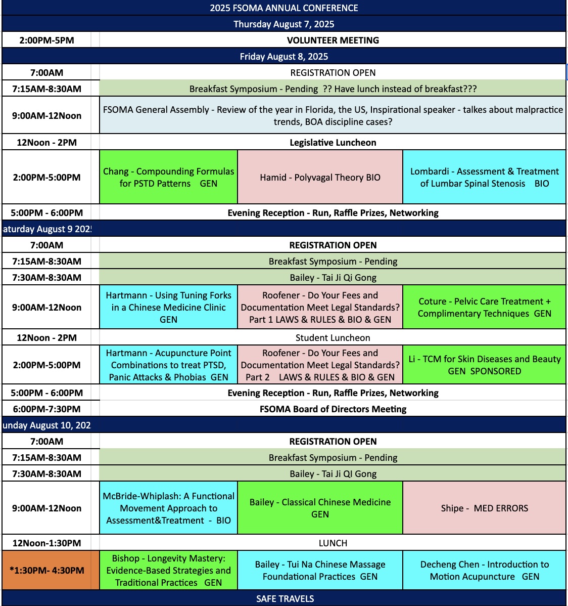 2025 Schedule at a Glance 